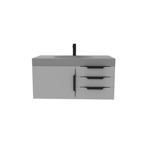 Castello Usa Thames 36-inch Gray Vanity Set with Gray Top and Black Handles CB-MC-36G-BL-20146-GR
